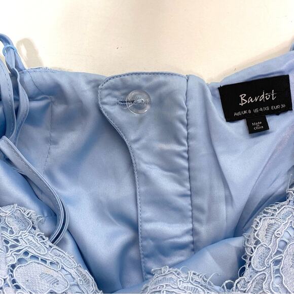 Bardot Karlie Cold Shoulder Blue Lace Midi Cocktail Dress - Picture 4 of 12